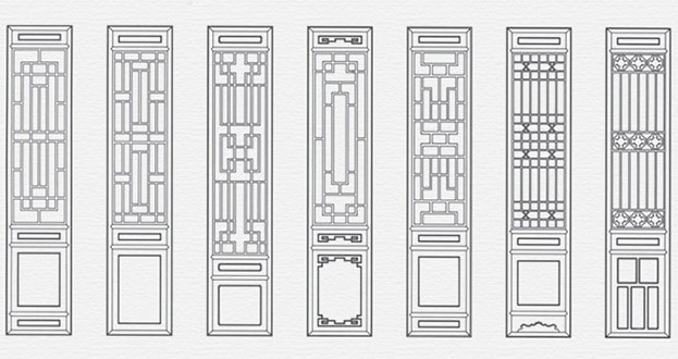 华安常用中式仿古花窗图案隔断设计图