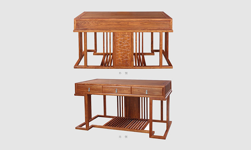 华安 别墅中式家居书房装修实木书桌效果图